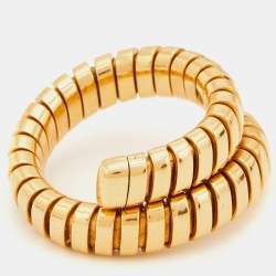 Pre Owned Bvlgari Tubogas 18k Yellow Gold Flex Ring Size 54