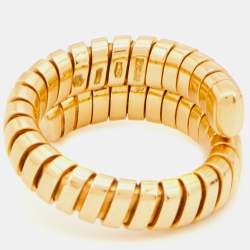 Pre Owned Bvlgari Tubogas 18k Yellow Gold Flex Ring Size 54