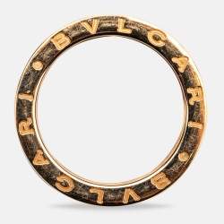 Bvlgari B.Zero1 Black Ceramic 18k Rose Gold 4 Band Ring Size 54