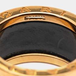 Bvlgari B.Zero1 Black Ceramic 18k Rose Gold 4 Band Ring Size 54
