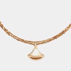 Pre Owned Bvlgari Divas' Dream Mother of Pearl 18k Rose Gold Charm Bracelet