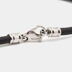 Pre Owned Bvlgari Optical Illusion Onyx Stainless Steel 18k White Gold Pendant Necklace