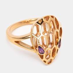 Pre Owned Bvlgari Serpenti Seduttori Amethyst 18k Rose Gold Ring Size 55