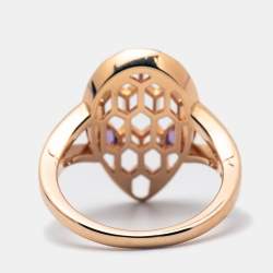 Pre Owned Bvlgari Serpenti Seduttori Amethyst 18k Rose Gold Ring Size 55