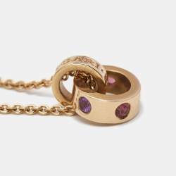 Pre Owned Bvlgari Roman Sorbets Amethyst Pink Tourmaline 18K Rose Gold Pendant Necklace