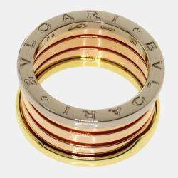 Pre Owned Bvlgari B-zero1 B zero one 4 band 55 Perfect Mystique Ring K18 Pink Gold K18YG K18WG Women's