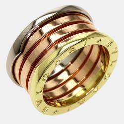 Pre Owned Bvlgari B-zero1 B zero one 4 band 55 Perfect Mystique Ring K18 Pink Gold K18YG K18WG Women's
