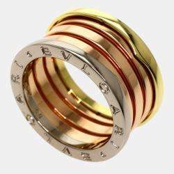 Pre Owned Bvlgari B-zero1 B zero one 4 band 55 Perfect Mystique Ring K18 Pink Gold K18YG K18WG Women's