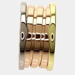 Pre Owned Bvlgari B-zero1 B zero one 4 band 55 Perfect Mystique Ring K18 Pink Gold K18YG K18WG Women's