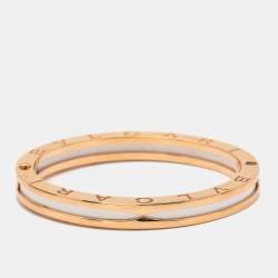 Pre Owned Bvlgari B.Zero1 Ceramic 18k Rose Gold Bangle Bracelet M