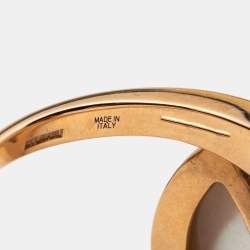 Pre Owned Bvlgari Divas' Dream Onyx Mother of Pearl 18k Rose Gold Ring Size 54
