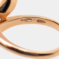 Pre Owned Bvlgari Divas' Dream Onyx Mother of Pearl 18k Rose Gold Ring Size 54