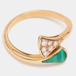 مملوكة مسبقًا Bvlgari Divas' Dream Malachite Diamond 18k Rose Gold Ring Size 54