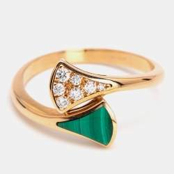 مملوكة مسبقًا Bvlgari Divas' Dream Malachite Diamond 18k Rose Gold Ring Size 54
