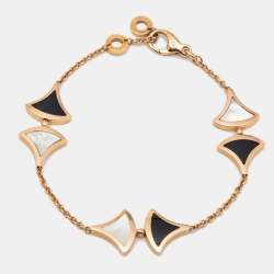 Pre Owned Bvlgari Divas' Dream Onyx Mother of Pearl 18k Rose Gold Bracelet