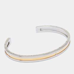 Pre Owned Bvlgari B.Zero1 18k Rose Gold Stainless Steel Open Cuff Bracelet SM
