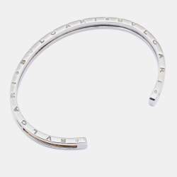 Pre Owned Bvlgari B.Zero1 18k Rose Gold Stainless Steel Open Cuff Bracelet SM