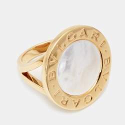 Bvlgari Bvlgari Bvlgari Mother of Pearl 18k Yellow Gold Ring Size 55