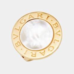 Bvlgari Bvlgari Bvlgari Mother of Pearl 18k Yellow Gold Ring Size 55