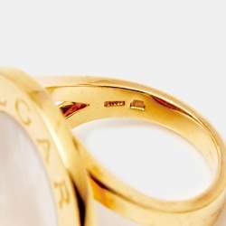 Bvlgari Bvlgari Bvlgari Mother of Pearl 18k Yellow Gold Ring Size 55