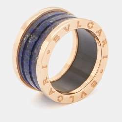 Bvlgari B.Zero1 Lapis Lazuli 18k Rose Gold Ring Size 54