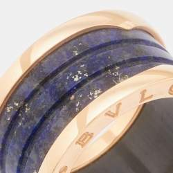 Bvlgari B.Zero1 Lapis Lazuli 18k Rose Gold Ring Size 54