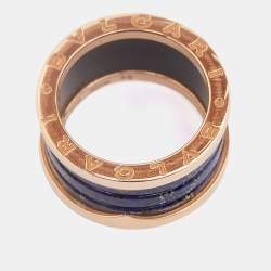Bvlgari B.Zero1 Lapis Lazuli 18k Rose Gold Ring Size 54
