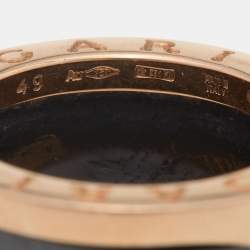 Pre Owned Bvlgari B.Zero1 Black Ceramic 18k Rose Gold Ring Size 49