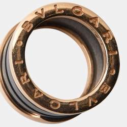 Pre Owned Bvlgari B.Zero1 Black Ceramic 18k Rose Gold Ring Size 49