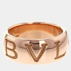 Pre Owned Bvlgari Monologo 18K Rose Gold Diamond Ring EU 51
