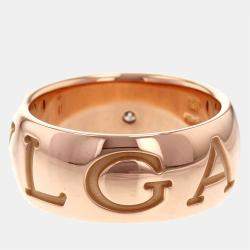 Pre Owned Bvlgari Monologo 18K Rose Gold Diamond Ring EU 51