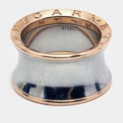 Pre Owned Bvlgari B.Zero1 Anish Kapoor 18K Rose Gold & Steel Band Ring Size 56