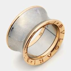Pre Owned Bvlgari B.Zero1 Anish Kapoor 18K Rose Gold & Steel Band Ring Size 56