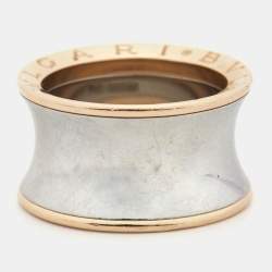 Pre Owned Bvlgari B.Zero1 Anish Kapoor 18K Rose Gold & Steel Band Ring Size 56