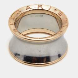 Pre Owned Bvlgari B.Zero1 Anish Kapoor 18K Rose Gold & Steel Band Ring Size 56