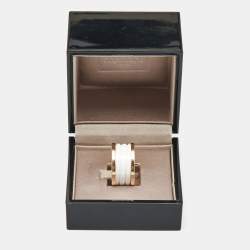 Pre Owned Bvlgari B.Zero1 Ceramic 18k Rose Gold Band Ring Size 57