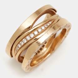 Bvlgari x Zaha Hadid B.Zero1 Diamond 18k Rose Gold Ring Size 54