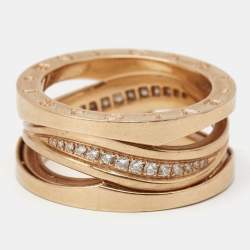 Bvlgari x Zaha Hadid B.Zero1 Diamond 18k Rose Gold Ring Size 54