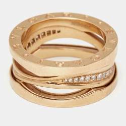 Bvlgari x Zaha Hadid B.Zero1 Diamond 18k Rose Gold Ring Size 54