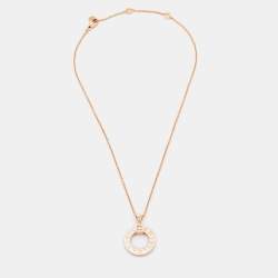 Pre Owned Bvlgari Bvlgari Diamond 18k Rose Gold Pendant Necklace