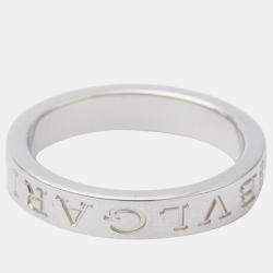 Pre Owned Bvlgari Bvlgari Bvlgari 18K White Gold Diamond Ring EU 57