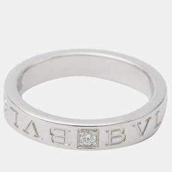 Pre Owned Bvlgari Bvlgari Bvlgari 18K White Gold Diamond Ring EU 57