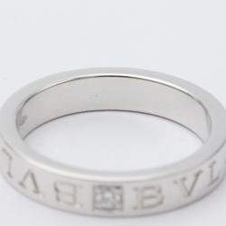 Pre Owned Bvlgari Bvlgari Bvlgari 18K White Gold Diamond Ring EU 57