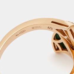 Bvlgari Divas' Dream Malachite Diamonds 18k Rose Gold Ring Size 49