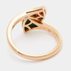 Bvlgari Divas' Dream Malachite Diamonds 18k Rose Gold Ring Size 49