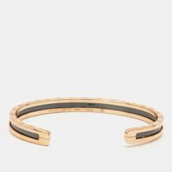 Bvlgari B.Zero1 18k Rose Gold Steel Open Cuff Bracelet SM
