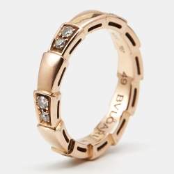 Bvlgari Serpenti Viper Diamonds 18k Rose Gold Ring Size 49