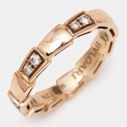 Bvlgari Serpenti Viper Diamonds 18k Rose Gold Ring Size 49