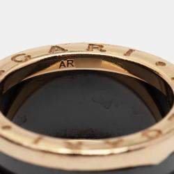 Pre Owned Bvlgari B.Zero1 Black Ceramic 18k Rose Gold 4 Band Ring Size 54