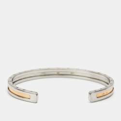 Pre Owned Bvlgari B.Zero1 18k Rose Gold Stainless Steel Open Cuff Bracelet SM